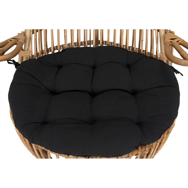 Noir Clementine Chair: Stylish Rattan Accent with Black Cotton Cushion for Living Rooms & Sunrooms AE-280