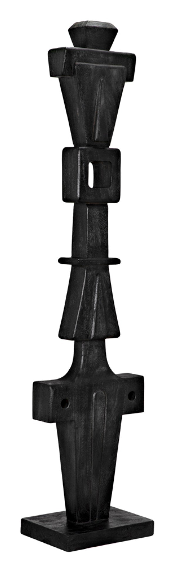Noir Brutus Statue - Handcrafted Munggur Wood Sculpture in Burnt Black Finish for Timeless Interior Elegance AE-286BB