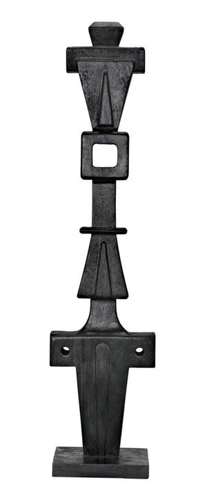 Noir Brutus Statue - Handcrafted Munggur Wood Sculpture in Burnt Black Finish for Timeless Interior Elegance AE-286BB