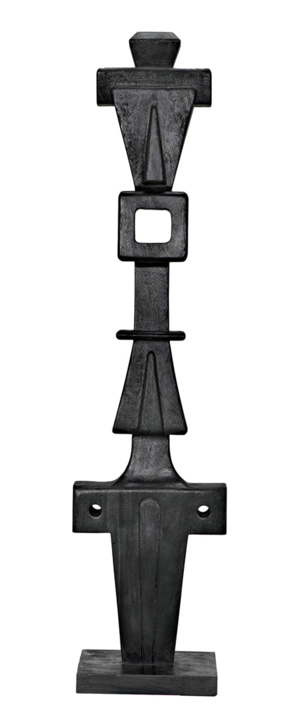 Noir Brutus Statue - Handcrafted Munggur Wood Sculpture in Burnt Black Finish for Timeless Interior Elegance AE-286BB