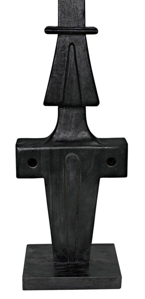 Noir Brutus Statue - Handcrafted Munggur Wood Sculpture in Burnt Black Finish for Timeless Interior Elegance AE-286BB