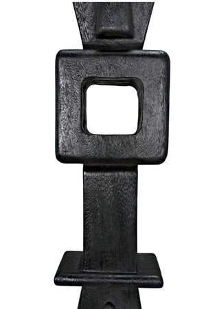 Noir Brutus Statue - Handcrafted Munggur Wood Sculpture in Burnt Black Finish for Timeless Interior Elegance AE-286BB