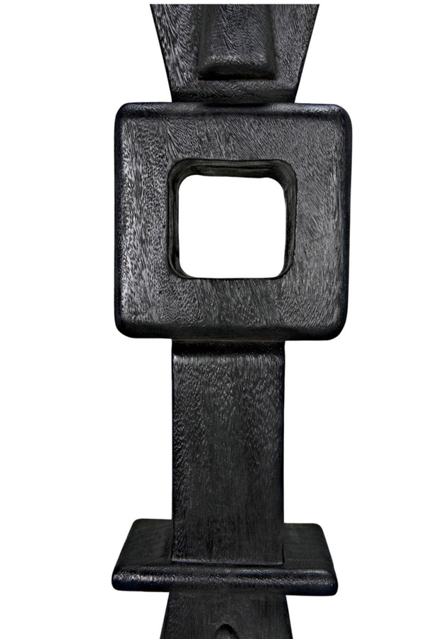 Noir Brutus Statue - Handcrafted Munggur Wood Sculpture in Burnt Black Finish for Timeless Interior Elegance AE-286BB