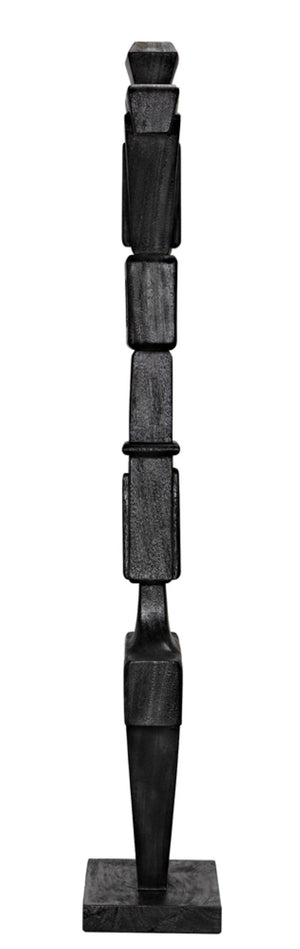 Noir Brutus Statue - Handcrafted Munggur Wood Sculpture in Burnt Black Finish for Timeless Interior Elegance AE-286BB