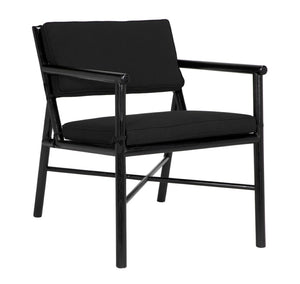 Noir Camworth Chair - Minimalist Dining Seat with Handcrafted Charcoal Finish & Comfortable Black Upholstery AE-288CHB