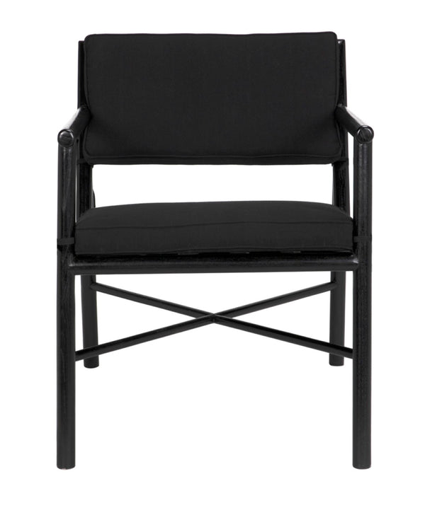 Noir Camworth Chair - Minimalist Dining Seat with Handcrafted Charcoal Finish & Comfortable Black Upholstery AE-288CHB