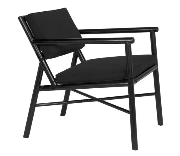 Noir Camworth Chair - Minimalist Dining Seat with Handcrafted Charcoal Finish & Comfortable Black Upholstery AE-288CHB
