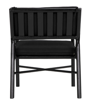 Noir Camworth Chair - Minimalist Dining Seat with Handcrafted Charcoal Finish & Comfortable Black Upholstery AE-288CHB