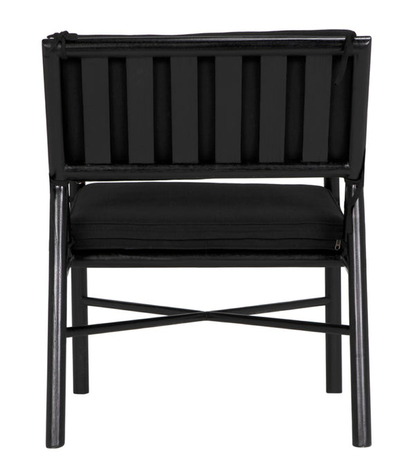 Noir Camworth Chair - Minimalist Dining Seat with Handcrafted Charcoal Finish & Comfortable Black Upholstery AE-288CHB