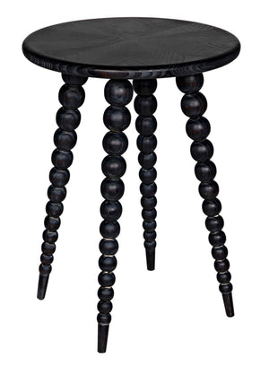 Noir Rebecca Side Table - Cinder Black Finish with Mindi Wood Grain, Stylish Accent for Modern Spaces AE-289CB