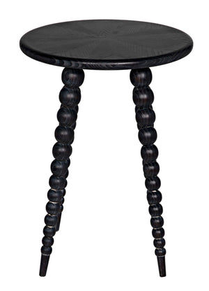 Noir Rebecca Side Table - Cinder Black Finish with Mindi Wood Grain, Stylish Accent for Modern Spaces AE-289CB