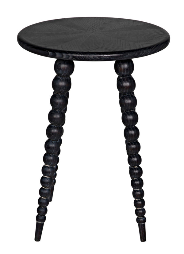 Noir Rebecca Side Table - Cinder Black Finish with Mindi Wood Grain, Stylish Accent for Modern Spaces AE-289CB
