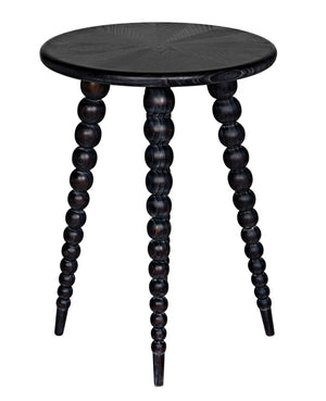 Noir Rebecca Side Table - Cinder Black Finish with Mindi Wood Grain, Stylish Accent for Modern Spaces AE-289CB