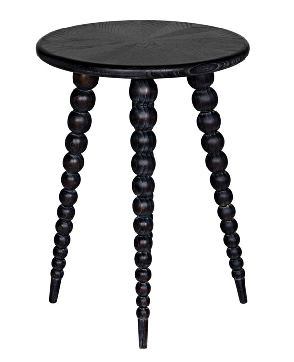 Noir Rebecca Side Table - Cinder Black Finish with Mindi Wood Grain, Stylish Accent for Modern Spaces AE-289CB