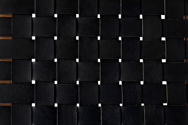 Noir Sparti Stool - Rustic Teak and Black Leather Accent Seat for Living Rooms, Bedrooms, and Entryways AE-290T