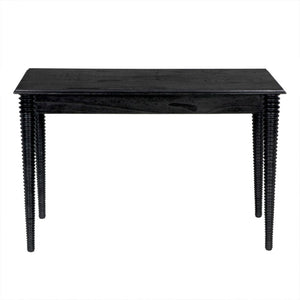 Noir Leonardo Desk - Elegant Charcoal Black Workspace with Brass Accents for Modern Home Offices & More AE-300CHB