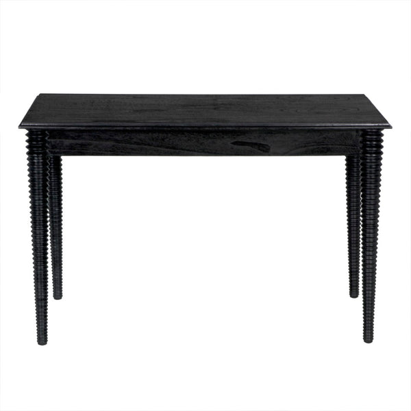 Noir Leonardo Desk - Elegant Charcoal Black Workspace with Brass Accents for Modern Home Offices & More AE-300CHB