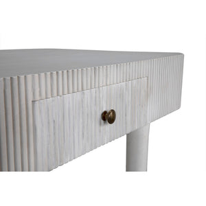 Noir Celine Versatile Mid-Century Modern Desk/Side Table in White Wash with Brass Accents for Stylish Spaces AE-303WH