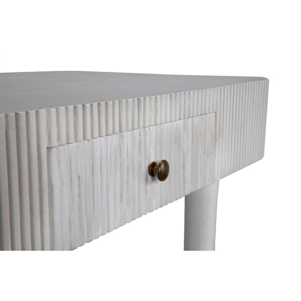 Noir Celine Versatile Mid-Century Modern Desk/Side Table in White Wash with Brass Accents for Stylish Spaces AE-303WH