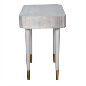 Noir Celine Versatile Mid-Century Modern Desk/Side Table in White Wash with Brass Accents for Stylish Spaces AE-303WH
