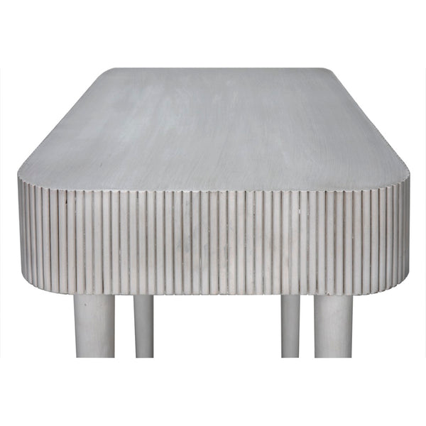 Noir Celine Versatile Mid-Century Modern Desk/Side Table in White Wash with Brass Accents for Stylish Spaces AE-303WH