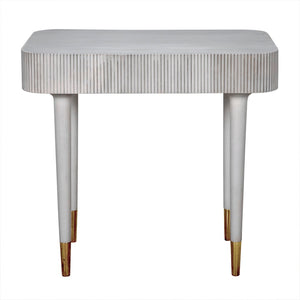 Noir Celine Versatile Mid-Century Modern Desk/Side Table in White Wash with Brass Accents for Stylish Spaces AE-303WH