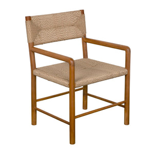 Noir Franco Arm Chair - Elegant Teak & Synthetic Seagrass for Stylish Indoor/Outdoor Comfort & Durability AE-305T-SYN