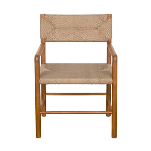 Noir Franco Arm Chair - Elegant Teak & Synthetic Seagrass for Stylish Indoor/Outdoor Comfort & Durability AE-305T-SYN