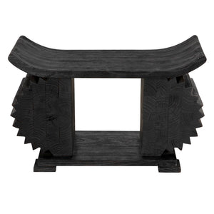 Noir Duma Sculptural Bench - Hand-Carved Solid Munggur in Burnt Black for Modern Eclectic Interiors AE-306BB