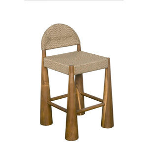 Laredo Counter Stool Teak with Synthetic Woven AE-308S-SYN Clear Coat Flat Noir