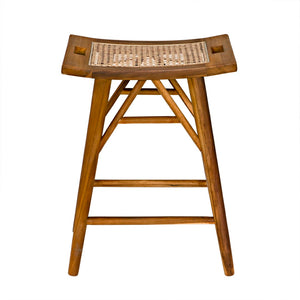 Noir Murphy Counter Stool - Handcrafted Teak with Caned Seat for Stylish Comfort in Modern Spaces AE-309T