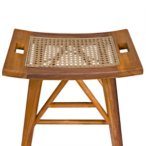 Noir Murphy Counter Stool - Handcrafted Teak with Caned Seat for Stylish Comfort in Modern Spaces AE-309T