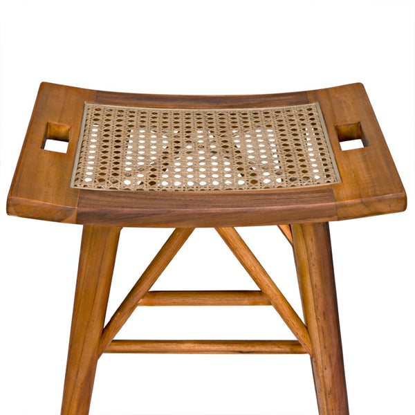 Noir Murphy Counter Stool - Handcrafted Teak with Caned Seat for Stylish Comfort in Modern Spaces AE-309T