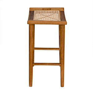 Noir Murphy Counter Stool - Handcrafted Teak with Caned Seat for Stylish Comfort in Modern Spaces AE-309T