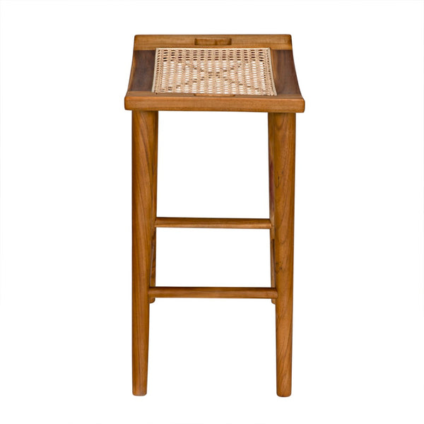 Noir Murphy Counter Stool - Handcrafted Teak with Caned Seat for Stylish Comfort in Modern Spaces AE-309T
