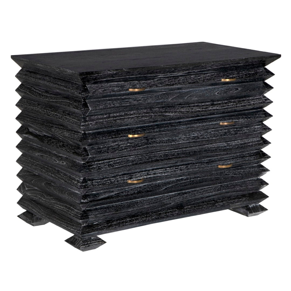 Noir Tiago Chest - Refined Cinder Black Storage Solution with Solid Wood, Spacious Drawers & Timeless Design AE-311CB