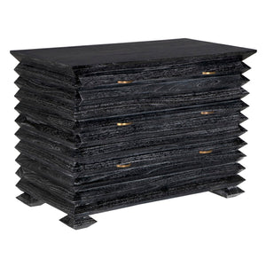 Noir Tiago Chest - Refined Cinder Black Storage Solution with Solid Wood, Spacious Drawers & Timeless Design AE-311CB