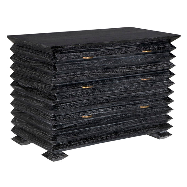 Noir Tiago Chest - Refined Cinder Black Storage Solution with Solid Wood, Spacious Drawers & Timeless Design AE-311CB