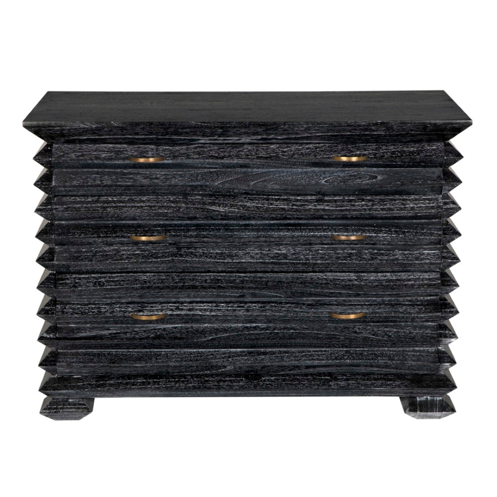Noir Tiago Chest - Refined Cinder Black Storage Solution with Solid Wood, Spacious Drawers & Timeless Design AE-311CB