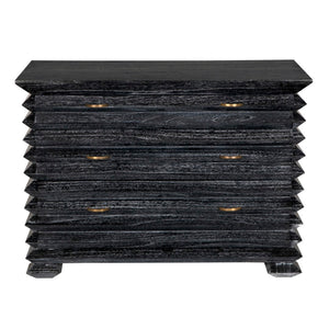 Noir Tiago Chest - Refined Cinder Black Storage Solution with Solid Wood, Spacious Drawers & Timeless Design AE-311CB
