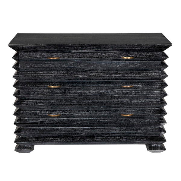 Noir Tiago Chest - Refined Cinder Black Storage Solution with Solid Wood, Spacious Drawers & Timeless Design AE-311CB