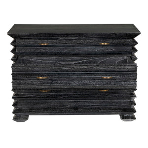 Noir Tiago Chest - Refined Cinder Black Storage Solution with Solid Wood, Spacious Drawers & Timeless Design AE-311CB
