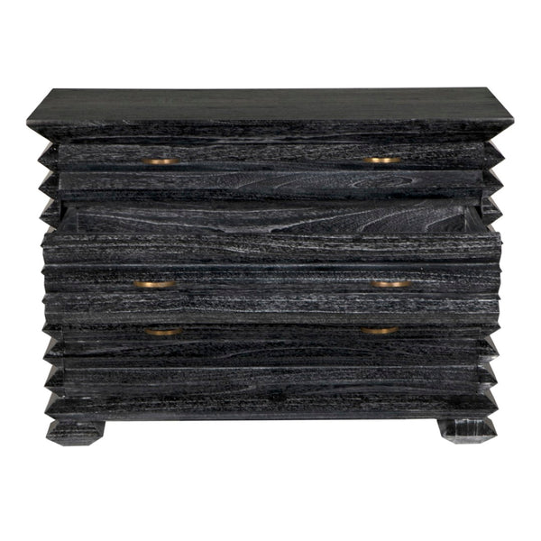 Noir Tiago Chest - Refined Cinder Black Storage Solution with Solid Wood, Spacious Drawers & Timeless Design AE-311CB