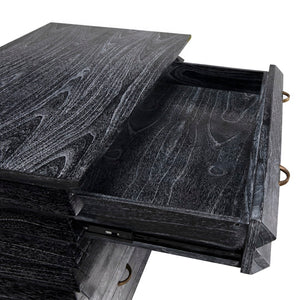 Noir Tiago Chest - Refined Cinder Black Storage Solution with Solid Wood, Spacious Drawers & Timeless Design AE-311CB