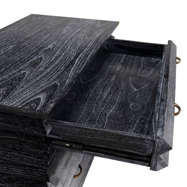 Noir Tiago Chest - Refined Cinder Black Storage Solution with Solid Wood, Spacious Drawers & Timeless Design AE-311CB