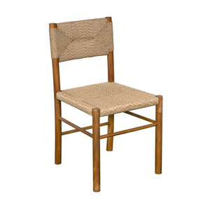 Noir Franco Side Chair: Stylish Teak & Synthetic Woven Design for Modern Dining & Living Spaces AE-322T-SYN