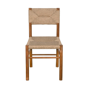 Noir Franco Side Chair: Stylish Teak & Synthetic Woven Design for Modern Dining & Living Spaces AE-322T-SYN