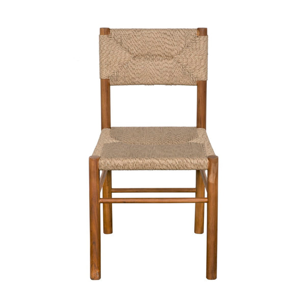 Noir Franco Side Chair: Stylish Teak & Synthetic Woven Design for Modern Dining & Living Spaces AE-322T-SYN