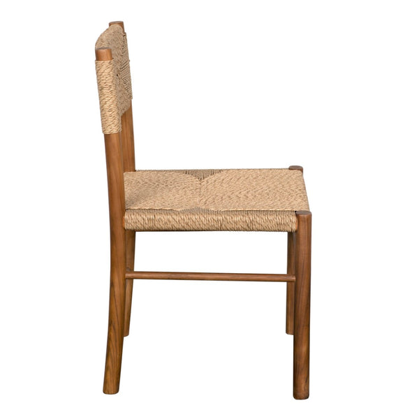 Noir Franco Side Chair: Stylish Teak & Synthetic Woven Design for Modern Dining & Living Spaces AE-322T-SYN