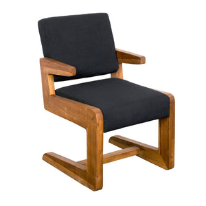 Noir Bruce Chair - Elegant Teak Accent with Black Cotton Upholstery, Perfect for Modern Interiors & Comfort AE-325T